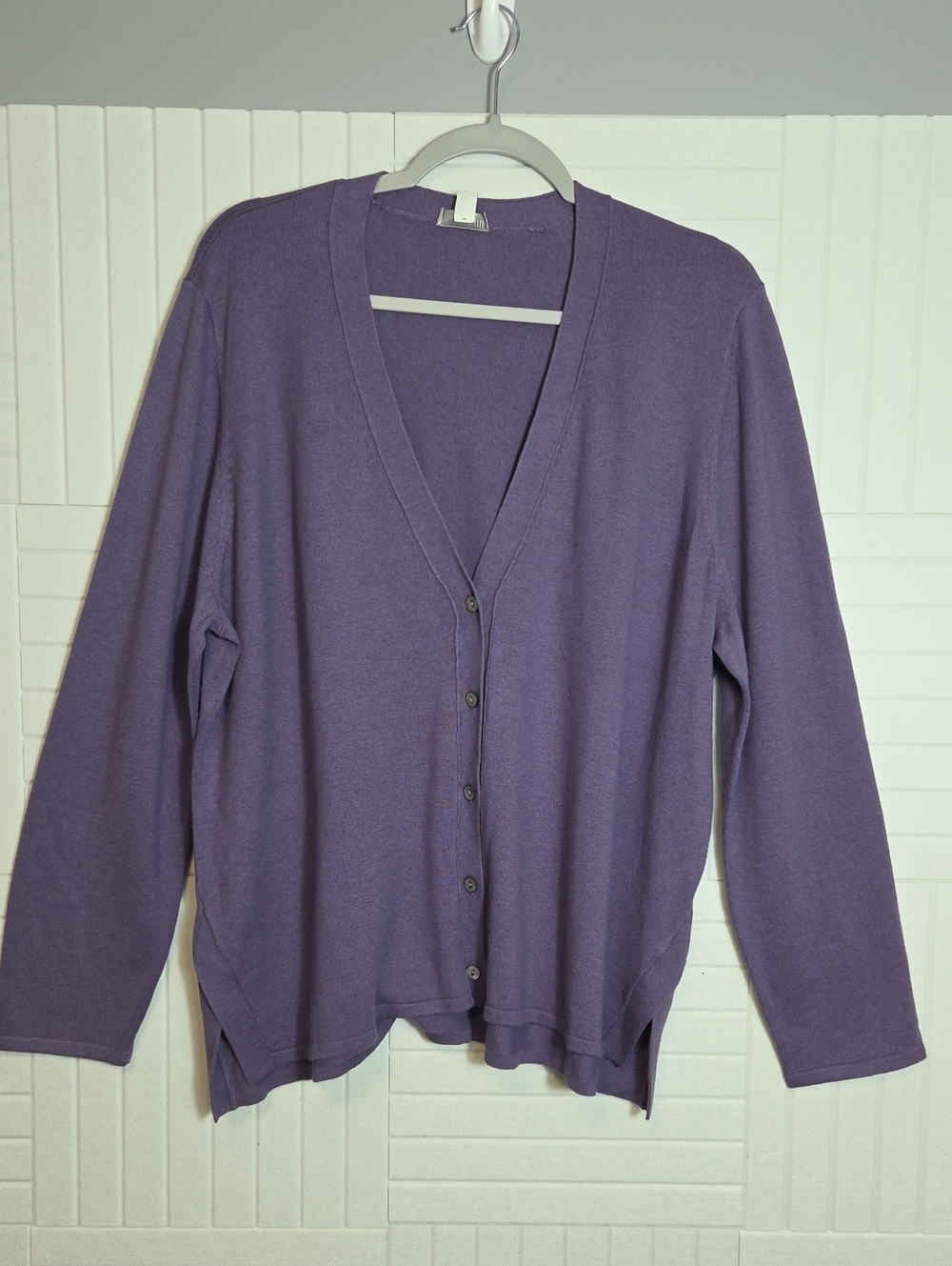 J. Jill Lavender V Neck Cardigan Sweater Size XL